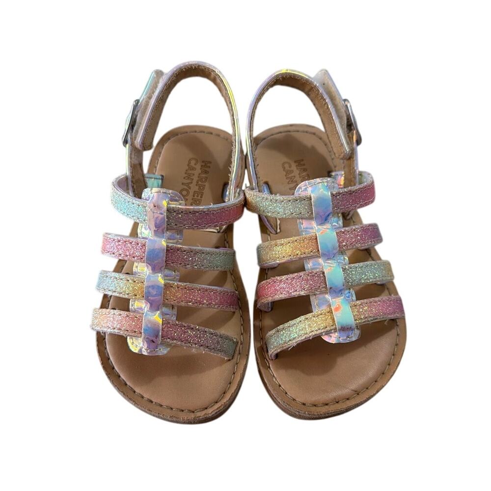 Harper Canyon Girls Rainbow Glitter Strappy Sandals Toddler 6C